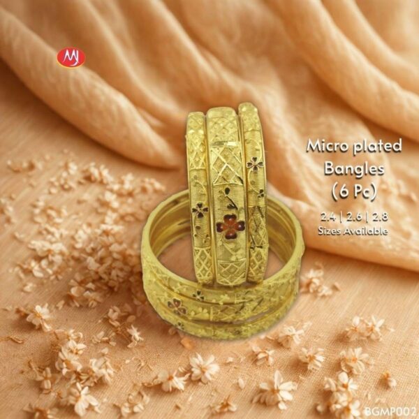 Shop Micro Plated Bangles with Kanchan Kala design. Featuring intricate engravings, anti-tarnish coating, and timeless elegance for festive and traditional wear.